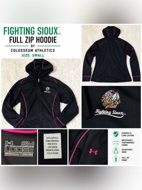 University of North Dakota Fighting Sioux Full Zip UA Track Jacket Rare